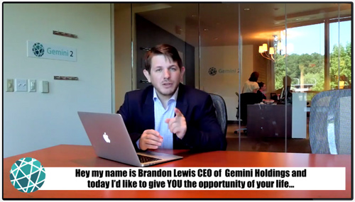 Brandon Lewis in the Gemini offices, taken from the Gemini website video