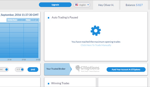 account balance at the end of the first week of automated trading